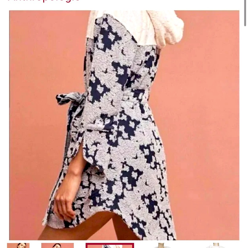 Anthropologie Sherpa Textured Floral Robe